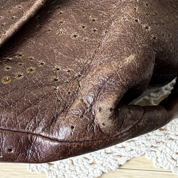 Coach Brown Leather Gold Distressed Hobo Bag Purse McBling Boho Y2k 2000s - Picture 10 of 15